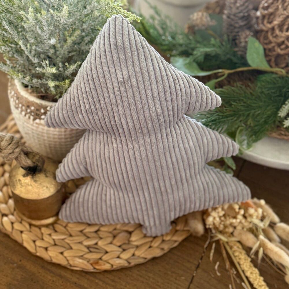 Grey Ribbed Christmas Tree Throw Pillow NEW